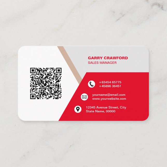 Carte De Visite Code QR moderne professionnel personnalisé Bu pers (Dos)