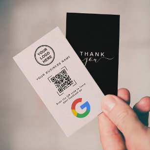 Carte De Visite Code QR Moderne Rose Pâle Avis Google