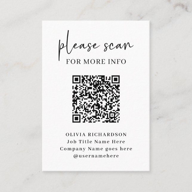 Carte De Visite Code QR moderne simple avec Logo Retour | (Devant)