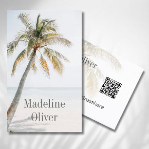 Carte De Visite Code QR moderne Tropical Palm Tree