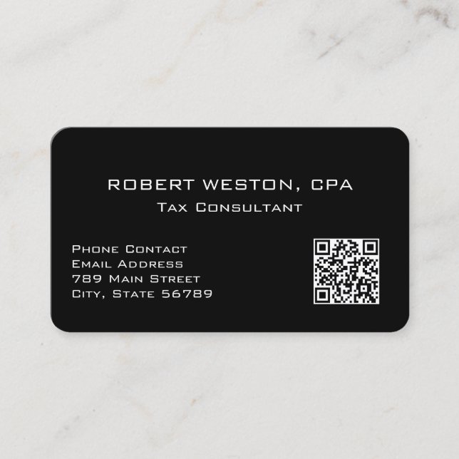 Carte De Visite Code QR modifiable de comptable fiscal professionn (Devant)