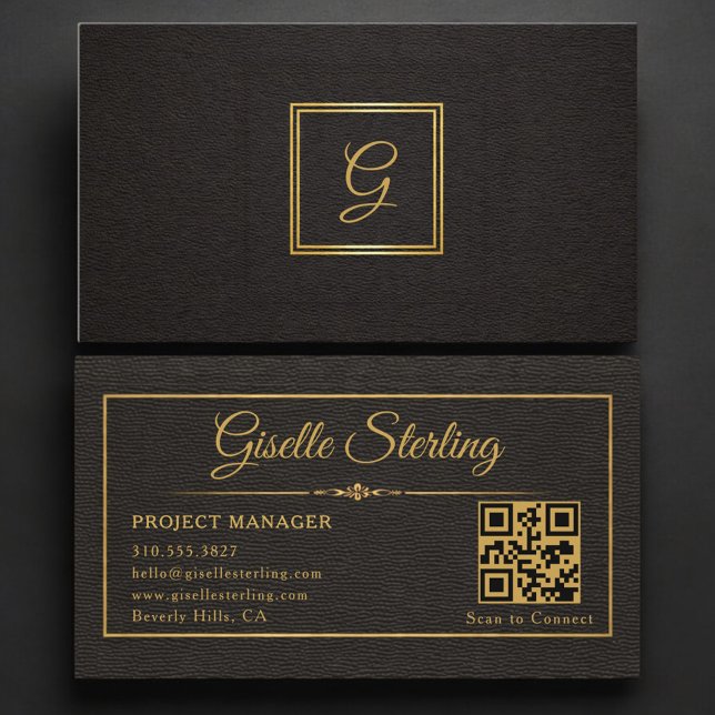 Carte De Visite Code QR monogrammé de gestionnaire de projet (Créateur téléchargé)