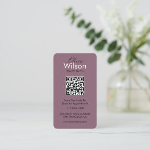 Carte De Visite Code QR monogrammé de salon de beauté élégant mode