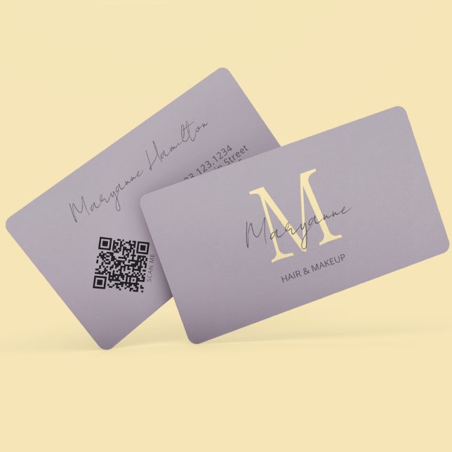 Carte De Visite Code QR Monogramme Lilas (Créateur téléchargé)