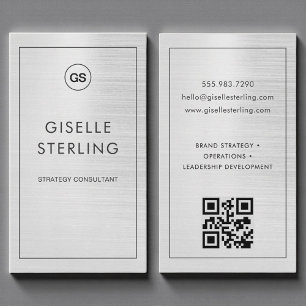 Carte De Visite Code QR Monogramme Métallique Moderne Luxueux