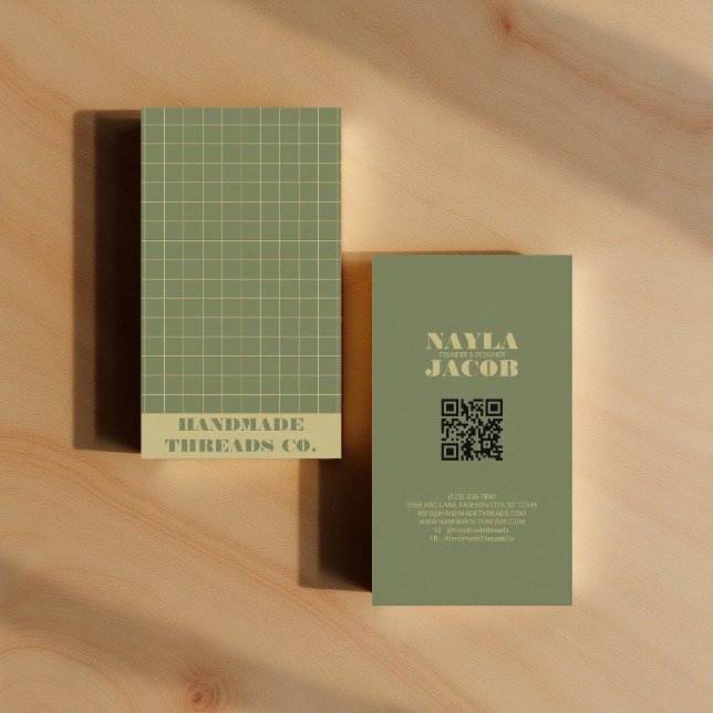 Carte De Visite Code QR Motif Deep Green (Créateur téléchargé)