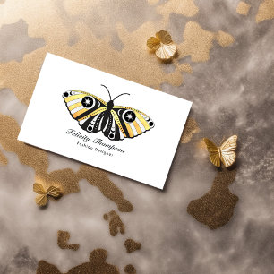 Carte De Visite Code QR mystique des papillons d'or céleste