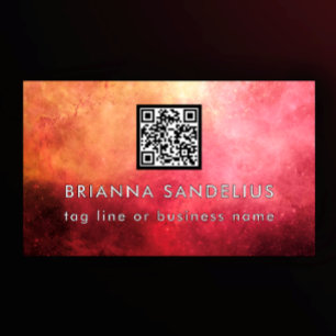 Carte De Visite Code QR Nébuleuse Rose Moderne Unique Personnalisé
