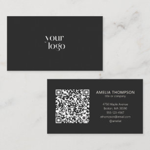 Carte De Visite Code QR noir de logo d'entreprise professionnel pe