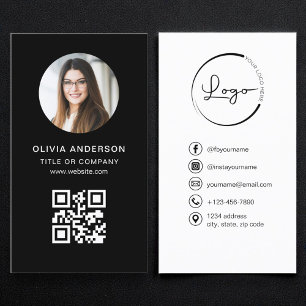 Carte De Visite Code QR noir de photo professionnelle pour les méd