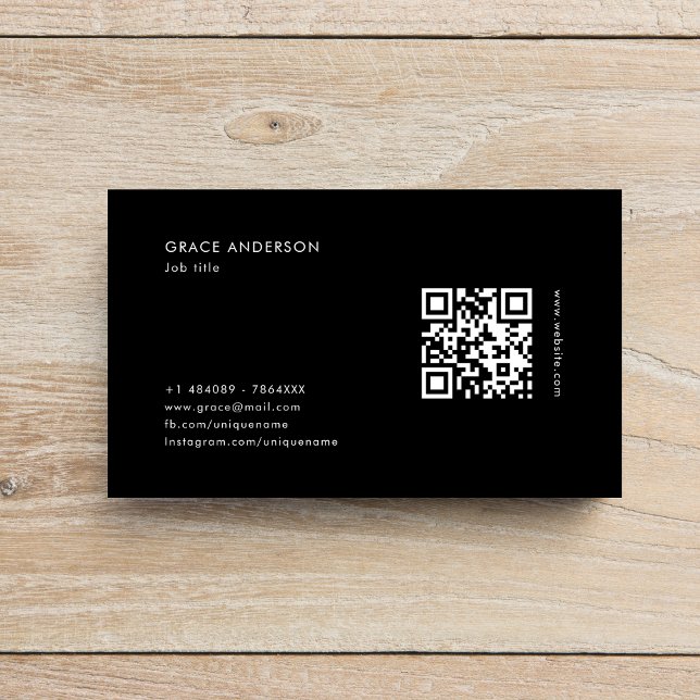 Carte De Visite Code QR noir et blanc Médias sociaux (Créateur téléchargé)