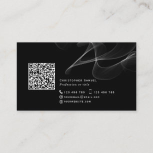 Carte De Visite Code QR noir médias sociaux simples et modernes a