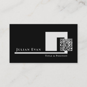 Carte De Visite Code QR noir minimaliste moderne