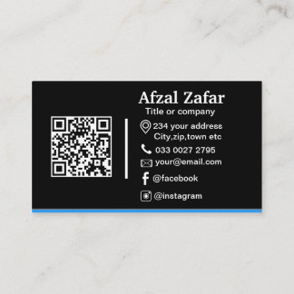 Carte De Visite Code qr noir moderne et logo d'entreprise