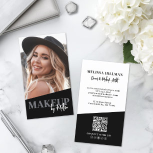 Carte De Visite Code QR Noir Photo Maquillage Vertical