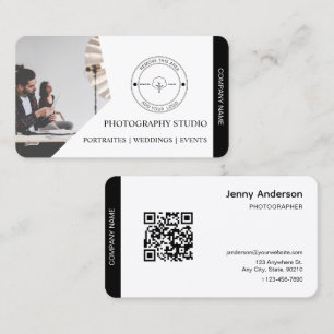 Carte De Visite Code QR Nom de l'entreprise et logo Photographe