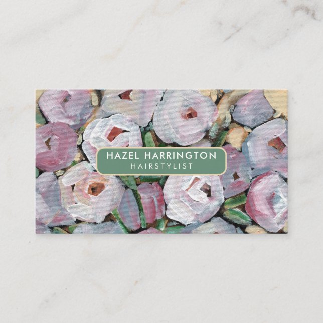 Carte De Visite Code QR numérisable Abstrait floral  (Devant)