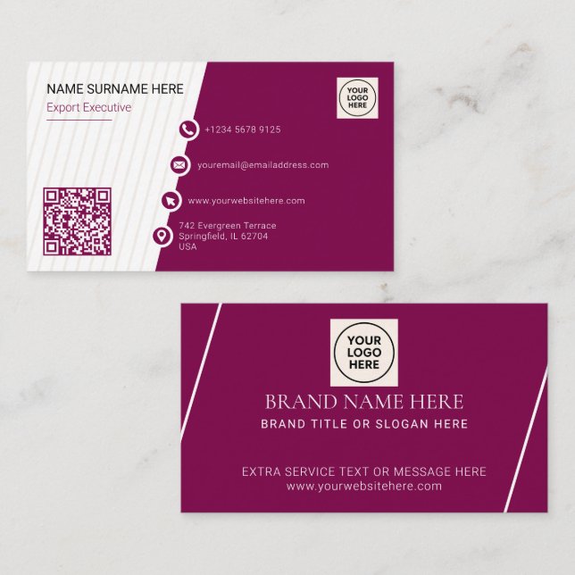 Carte De Visite Code QR officiel simple de Bourgogne (Devant / Derrière)