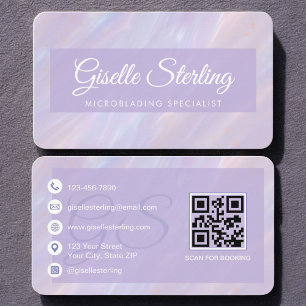 Carte De Visite Code QR Opale Iridescent Microblading