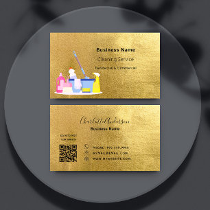 Carte De Visite Code QR or du service de nettoyage
