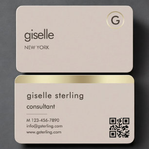 Carte De Visite Code QR Or Neutre Consultant 