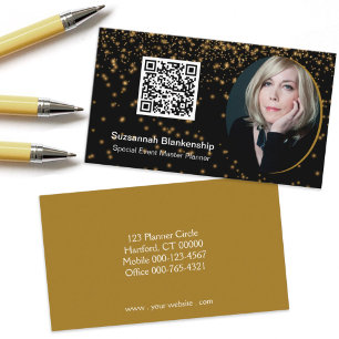 Carte De Visite Code QR personnalisé Black Gold professionnel