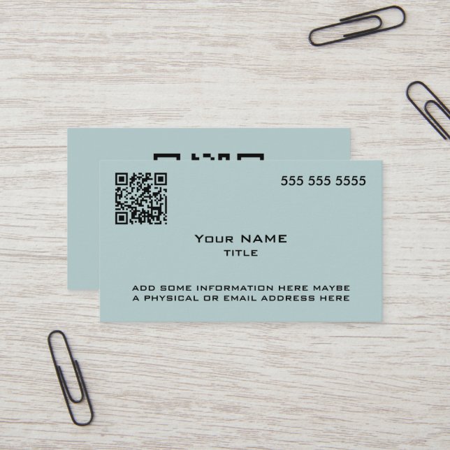 Carte De Visite Code QR personnalisé bleu moderne (Devant/Arrière en situation)