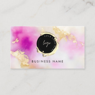 Carte De Visite Code QR personnalisé et logo unique Aquarelle rose