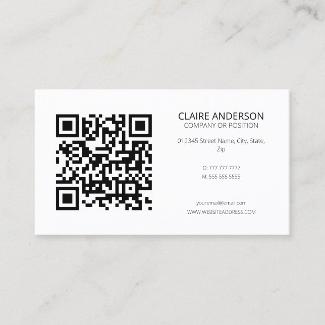Carte De Visite Code QR personnalisé Logo blanc moderne personnali (Devant)