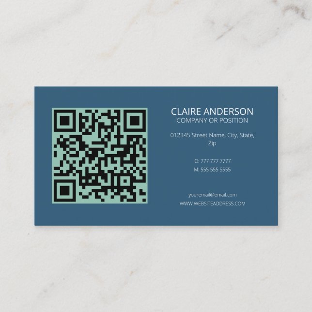 Carte De Visite Code QR personnalisé Logo bleu moderne personnalis (Devant)
