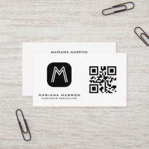 Carte De Visite Code QR personnalisé minimal monogramme de base