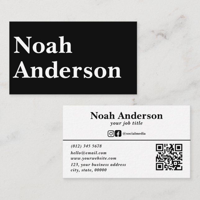 Carte De Visite Code QR personnalisé professionnel (Devant / Derrière)