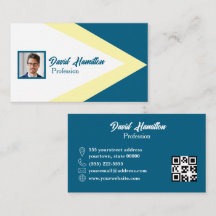 Code QR photo Bleu Cobalt Blanc Jaune Géométrique