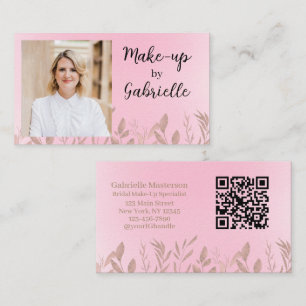Carte De Visite Code QR photo boho rose pâle botanique moderne