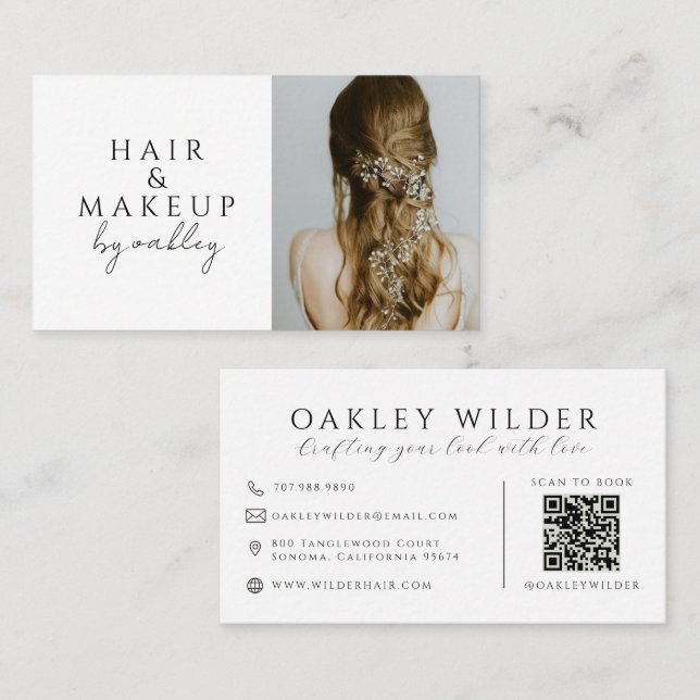 Carte De Visite Code QR Photo Coiffeur (Devant / Derrière)