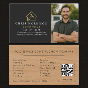 Carte De Visite Code QR photo de construction de bâtiment en bois