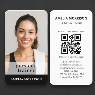 Carte De Visite Code QR photo de l'entraîneur personnel de fitness