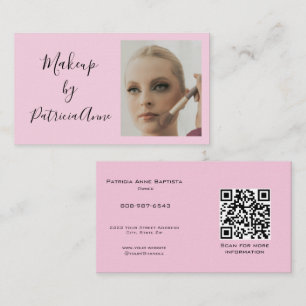 Carte De Visite Code QR photo de maquillage élégant rose pâle en é