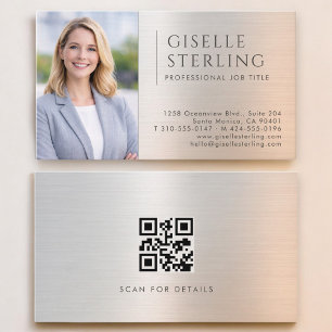 Carte De Visite Code QR photo en métal brossé