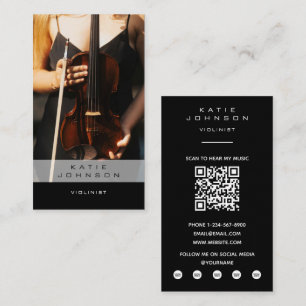 Carte De Visite Code QR photo musicien violoncelliste