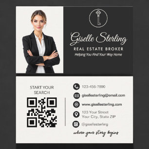 Carte De Visite Code QR photo neutre de courtier en immobilier de