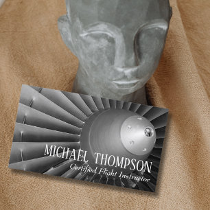 Carte De Visite Code QR Photo Professionnel Gris Aviation Pilote