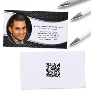 Carte De Visite Code QR photo professionnel noir blanc