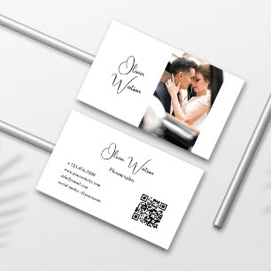 Carte De Visite Code QR Photographe Minimaliste Écriture Moderne