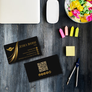 Carte De Visite Code QR pilote or minimal moderne professionnel