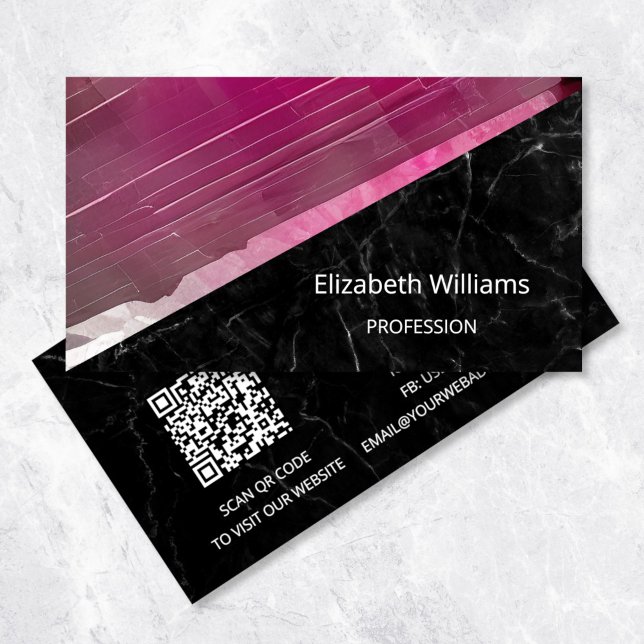 Carte De Visite Code QR | Pink Tourmaline Gemstone Crystal Busines (Créateur téléchargé)