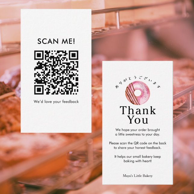 Carte De Visite Code QR pour avis sur Donut Rose Rustique (Créateur téléchargé)