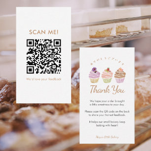 Carte De Visite Code QR pour laisser un avis sur les Cupcakes Past