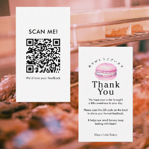 Carte De Visite Code QR pour laisser un avis sur Macaron Rose Rust