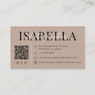 Carte De Visite Code QR pour photographe moderne